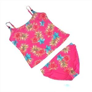 Leilani Tankini Tropical Print Swim Set Size 14